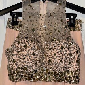 Embellished Pink Prom Dress. Two Piece.